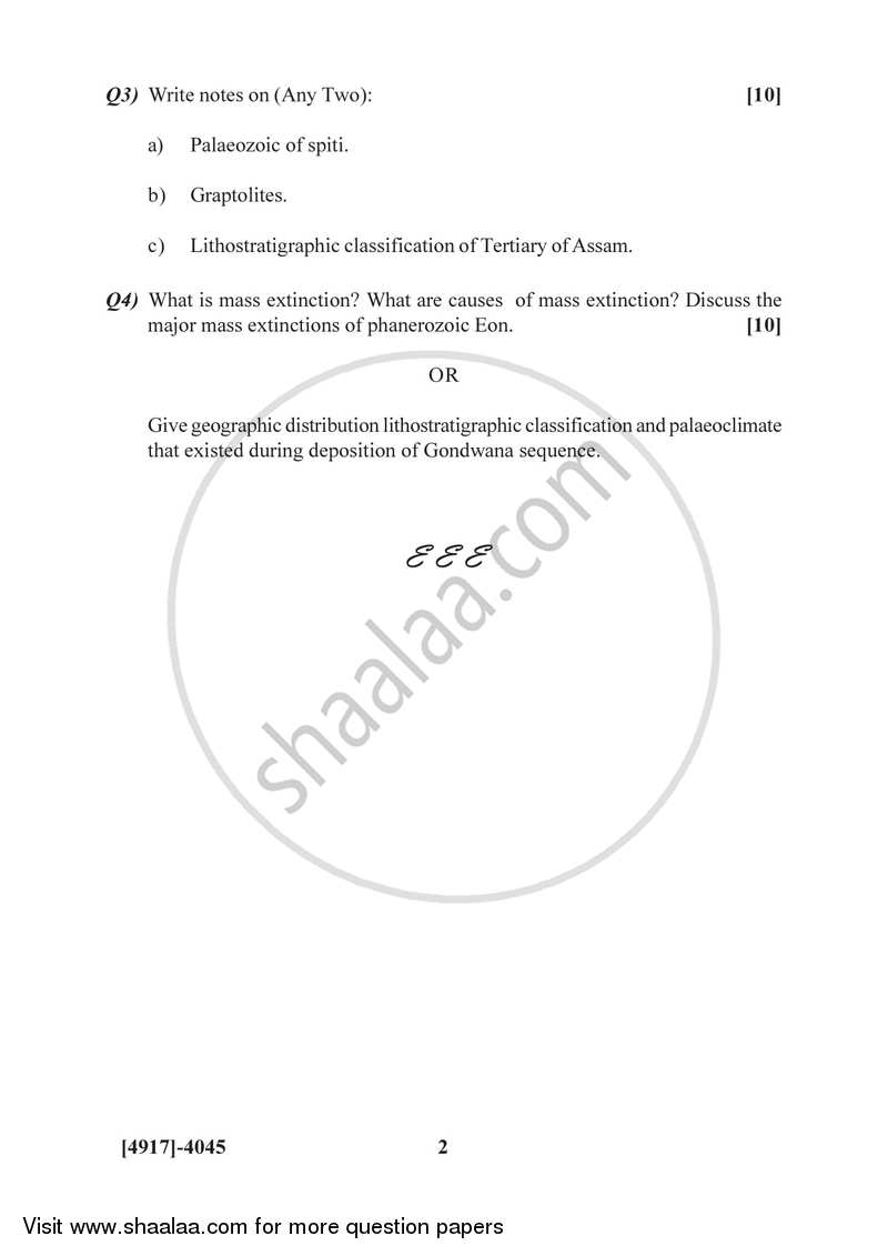 Phanerozoic Stratigraphy of India and Palaeontology 2015-2016 - B.Sc. - Semester 6 (TYBSc) - University of Pune question paper with PDF download