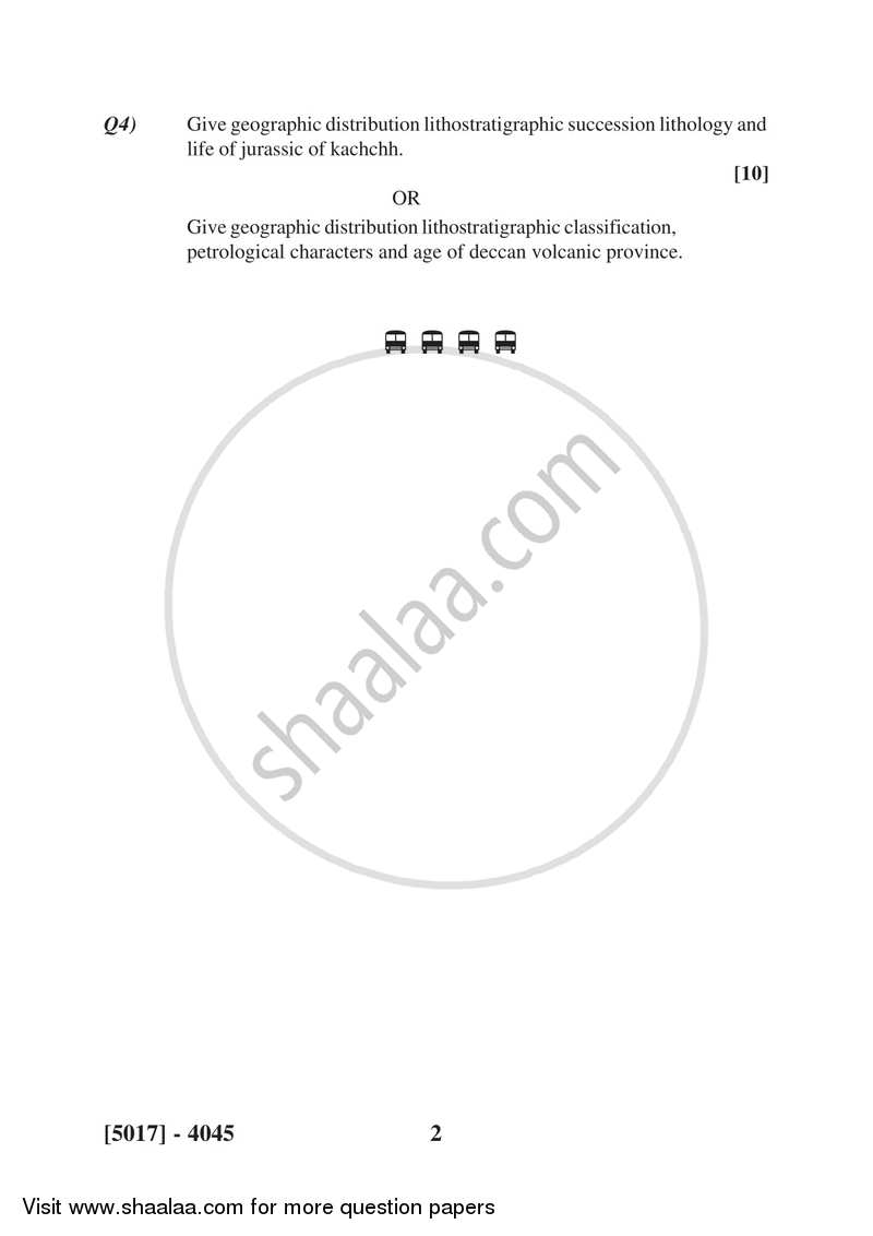 Phanerozoic Stratigraphy of India and Palaeontology 2016-2017 - B.Sc. - Semester 6 (TYBSc) - University of Pune question paper with PDF download