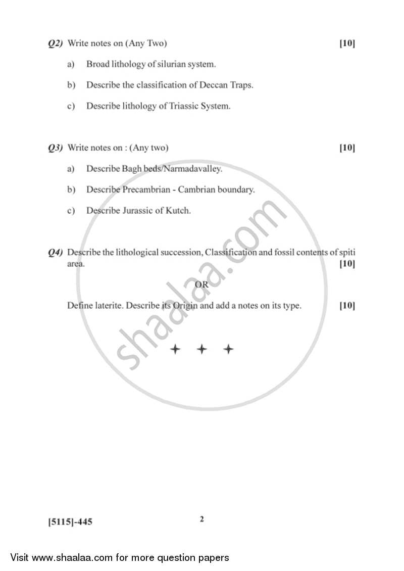 Phanerozoic Stratigraphy of India and Palaeontology 2016-2017 - B.Sc. - Semester 6 (TYBSc) - University of Pune question paper with PDF download