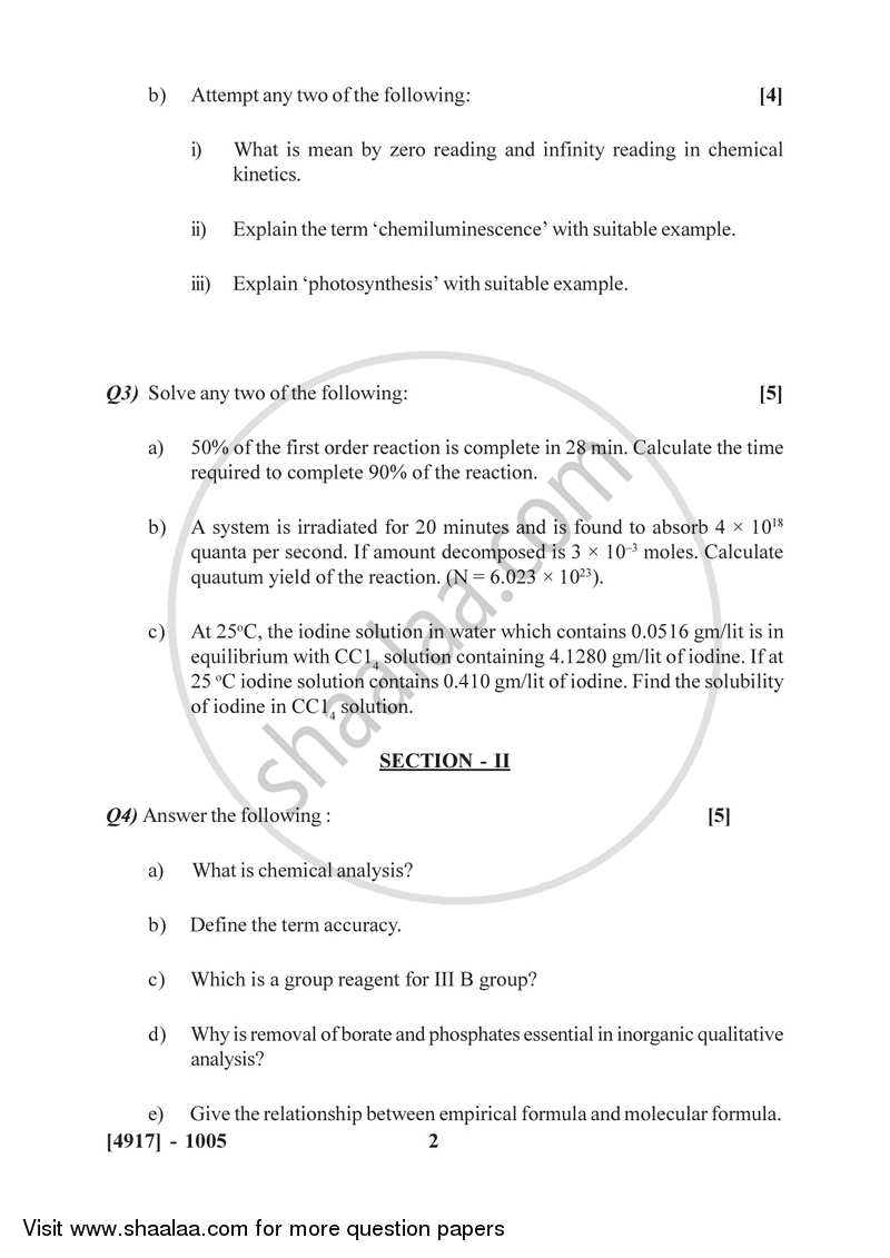 Physical and Analytical Chemistry 2015-2016 - B.Sc. - Semester 3 (SYBSc) - University of Pune question paper with PDF download
