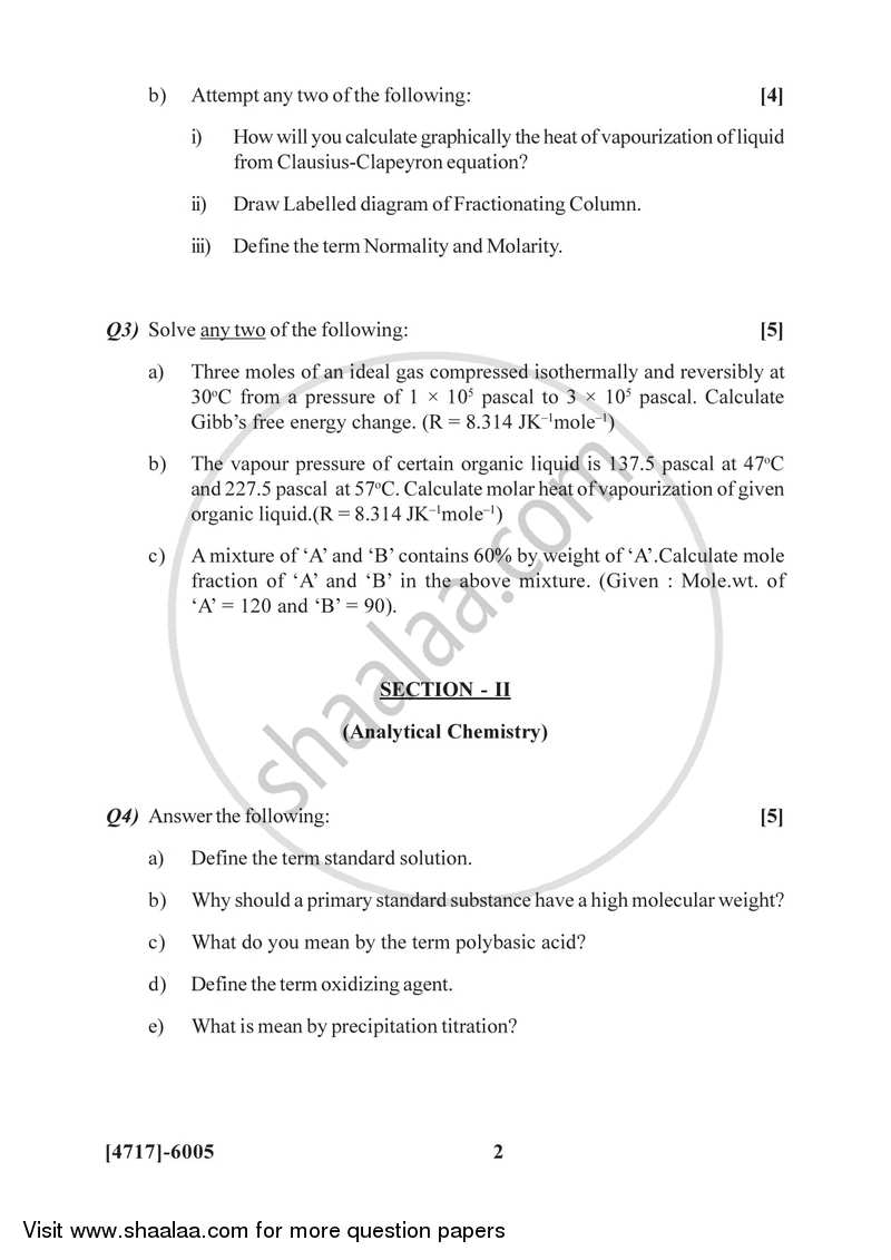 Physical and Analytical Chemistry 2014-2015 - B.Sc. - Semester 4 (SYBSc) - University of Pune question paper with PDF download