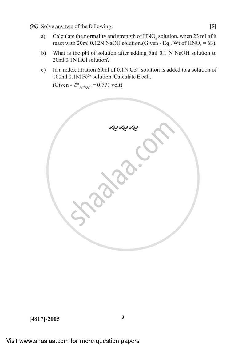 Physical and Analytical Chemistry 2015-2016 - B.Sc. - Semester 4 (SYBSc) - University of Pune question paper with PDF download