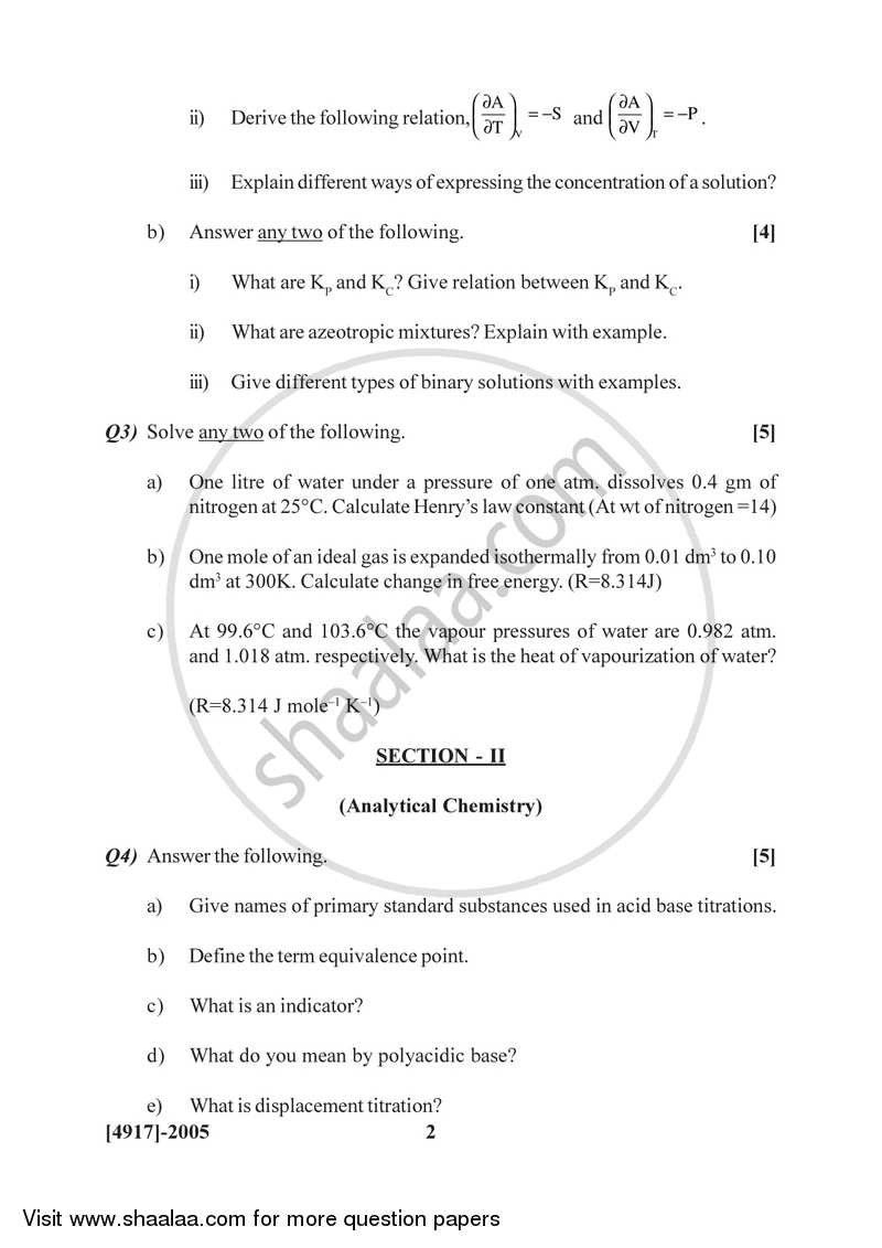 Physical and Analytical Chemistry 2015-2016 - B.Sc. - Semester 4 (SYBSc) - University of Pune question paper with PDF download