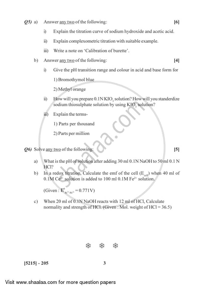Physical and Analytical Chemistry 2017-2018 - B.Sc. - Semester 4 (SYBSc) - University of Pune question paper with PDF download
