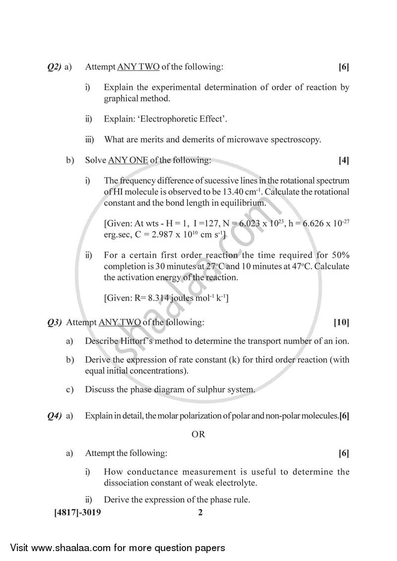 Physical Chemistry 2015-2016 - B.Sc. - Semester 5 (TYBSc) - University of Pune question paper with PDF download