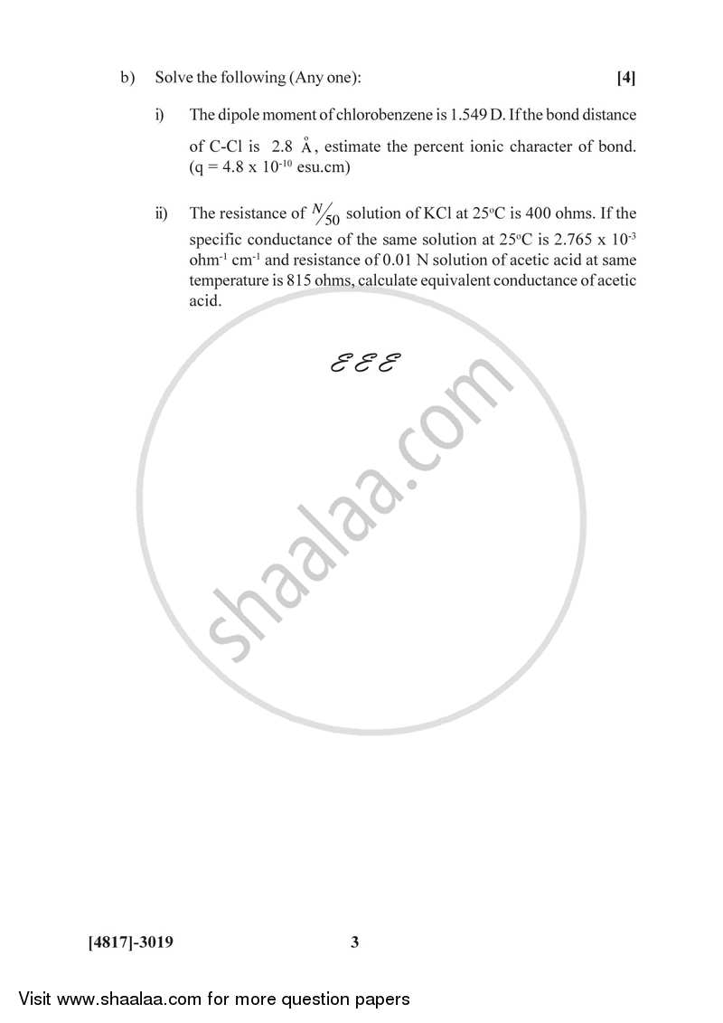 Physical Chemistry 2015-2016 - B.Sc. - Semester 5 (TYBSc) - University of Pune question paper with PDF download