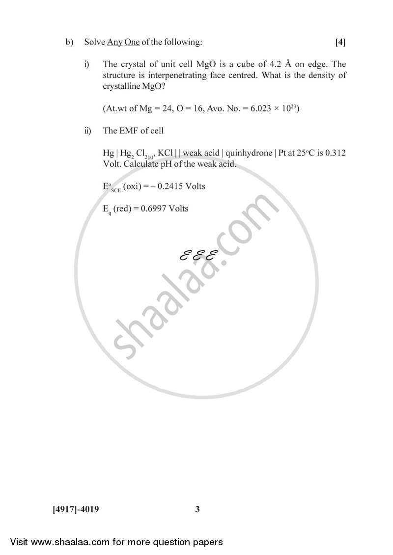 Physical Chemistry 2015-2016 - B.Sc. - Semester 6 (TYBSc) - University of Pune question paper with PDF download