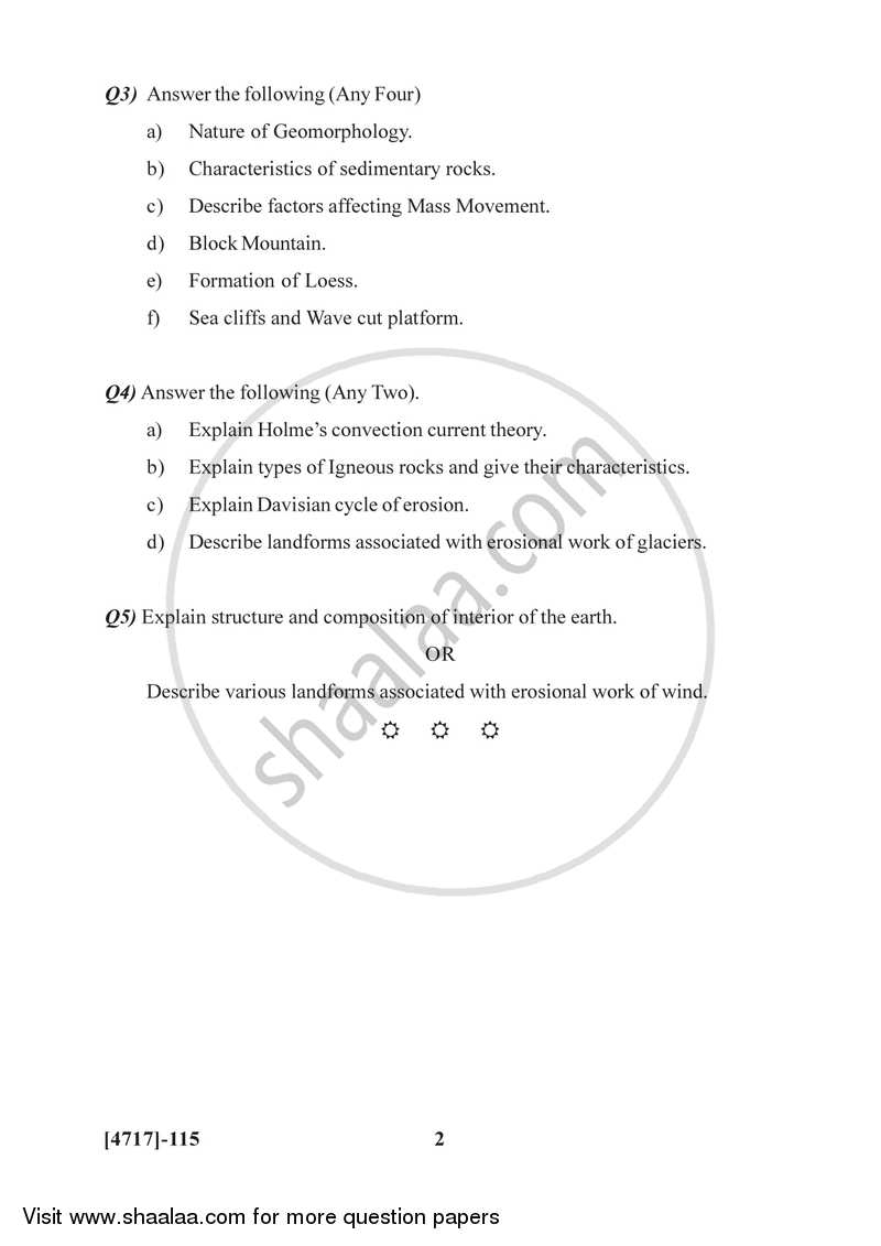 Physical Geography 2014-2015 - B.Sc. - Semester 2 (FYBSc) - University of Pune question paper with PDF download