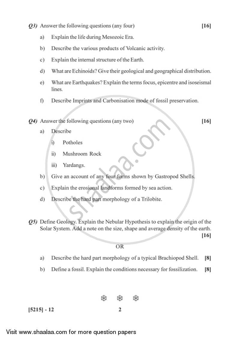 Physical Geology and Palaeontology 2017-2018 - B.Sc. - Semester 2 (FYBSc) - University of Pune question paper with PDF download