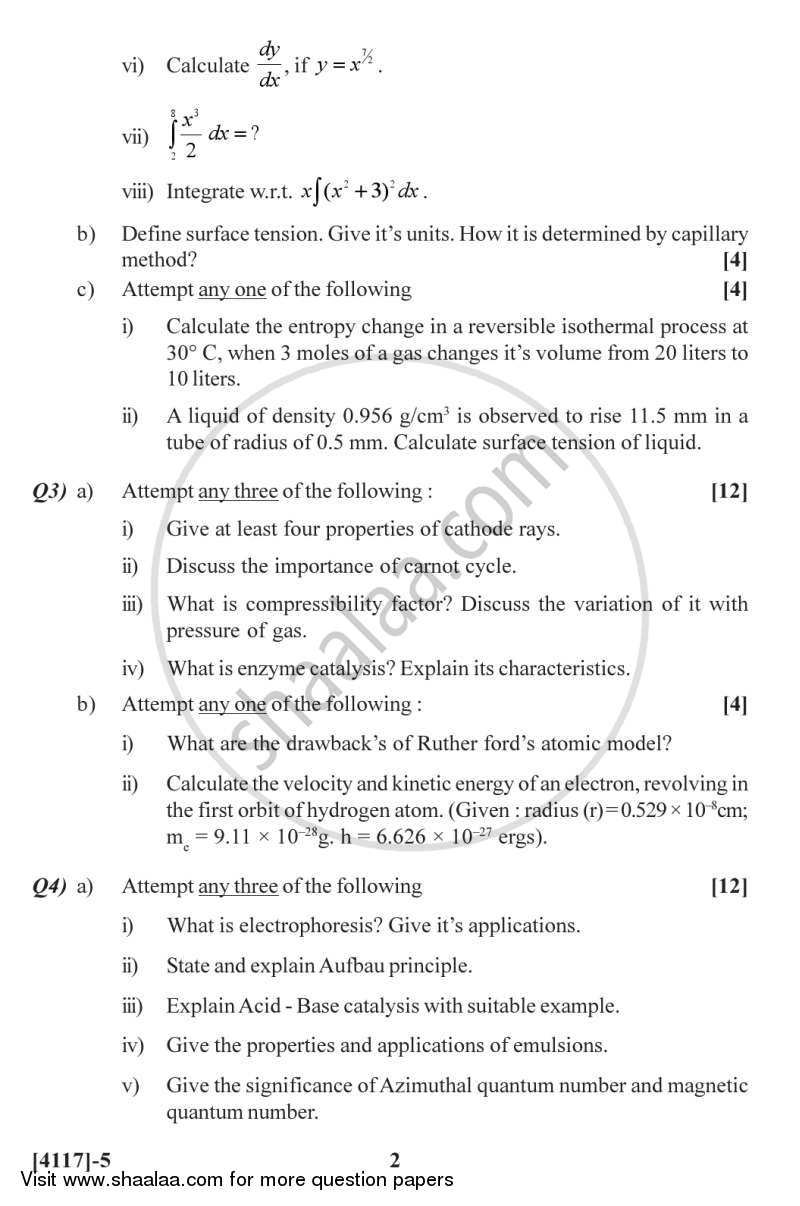 Physical and Inorganic Chemistry 2012-2013 - B.Sc. - Semester 2 (FYBSc) - University of Pune question paper with PDF download