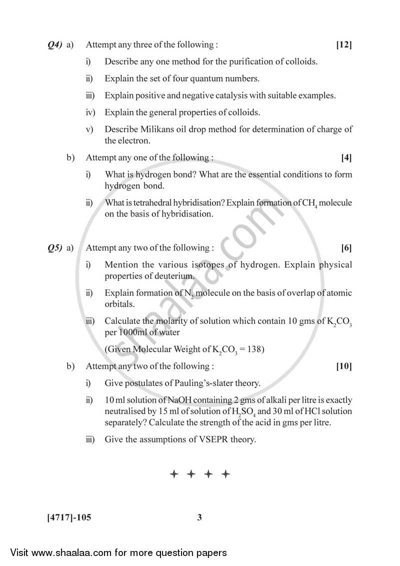 Physical and Inorganic Chemistry 2014-2015 - B.Sc. - Semester 2 (FYBSc) - University of Pune question paper with PDF download