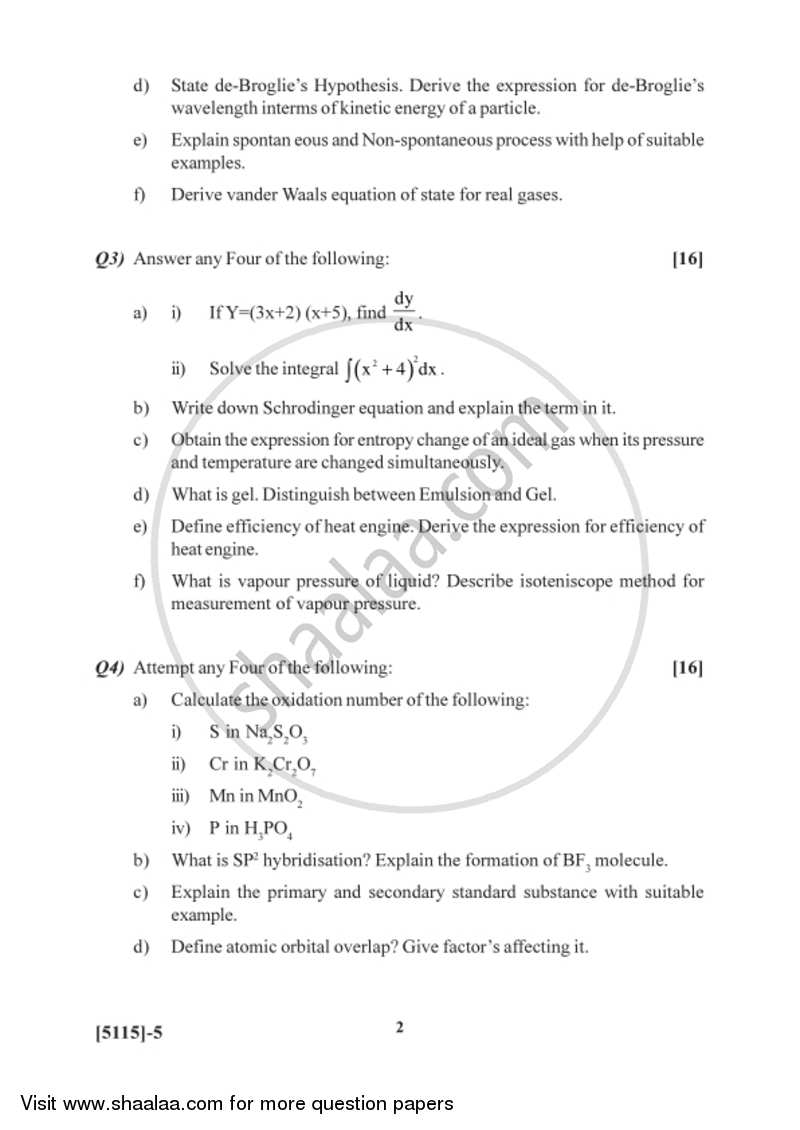 Physical and Inorganic Chemistry 2016-2017 - B.Sc. - Semester 2 (FYBSc) - University of Pune question paper with PDF download