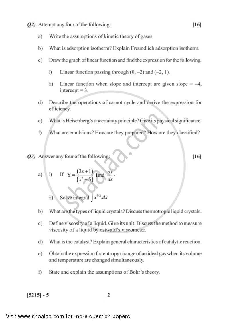 Physical and Inorganic Chemistry 2017-2018 - B.Sc. - Semester 2 (FYBSc) - University of Pune question paper with PDF download