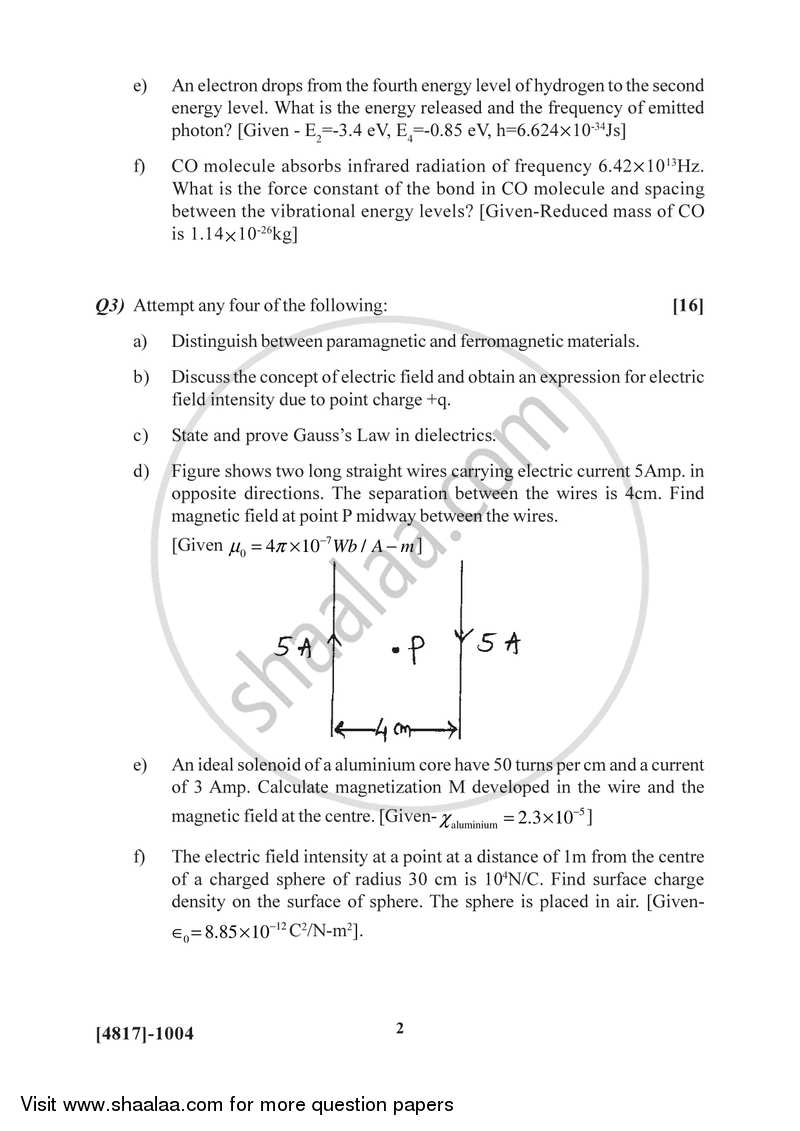 Physics Principles and Applications and Electromagnetics 2015-2016 - B.Sc. - Semester 2 (FYBSc) - University of Pune question paper with PDF download