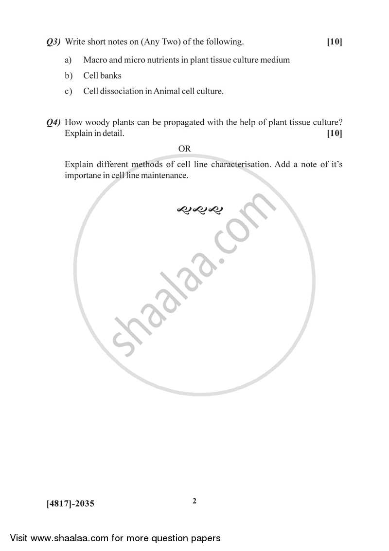 Plant and Animal Tissue Culture 2015-2016 - B.Sc. - Semester 4 (SYBSc) - University of Pune question paper with PDF download