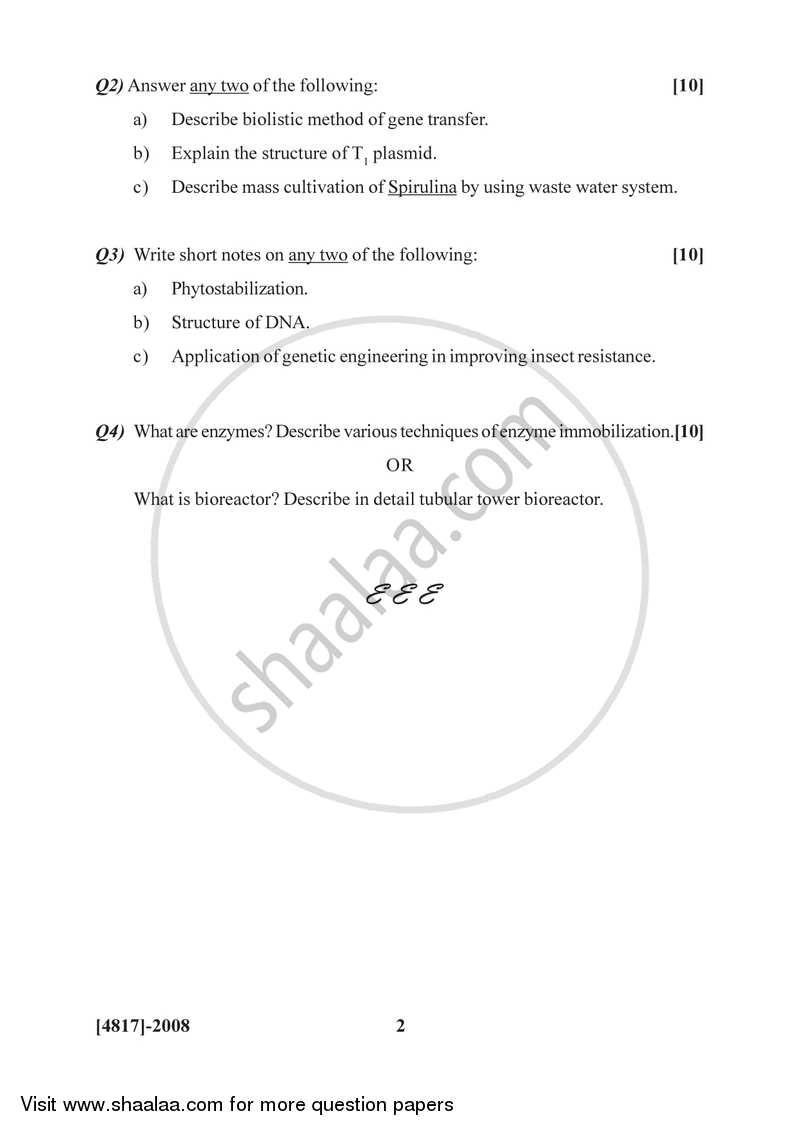 Plant Biotechnology 2015-2016 - B.Sc. - Semester 4 (SYBSc) - University of Pune question paper with PDF download