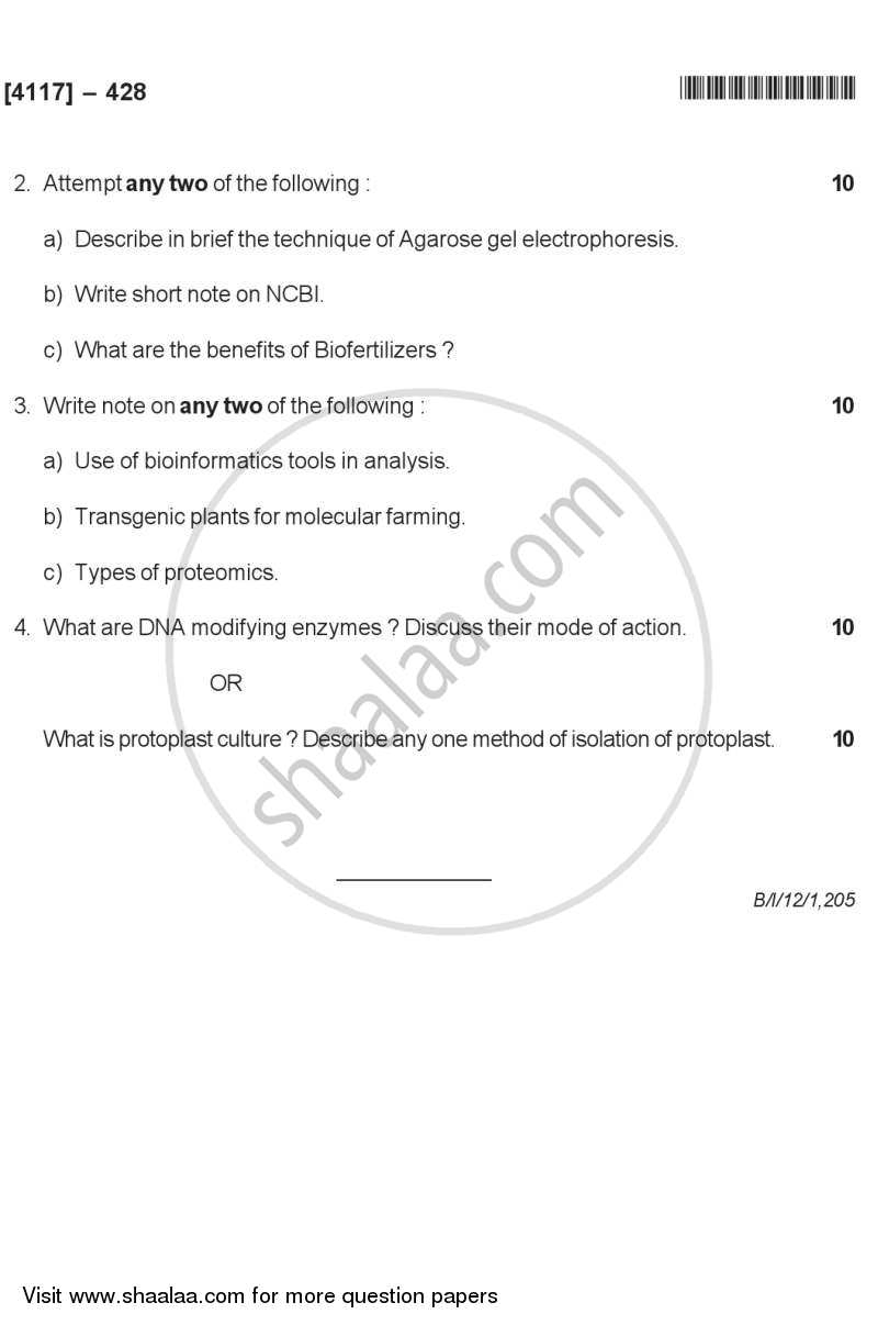 Plant Biotechnology 2012-2013 - B.Sc. - Semester 6 (TYBSc) - University of Pune question paper with PDF download