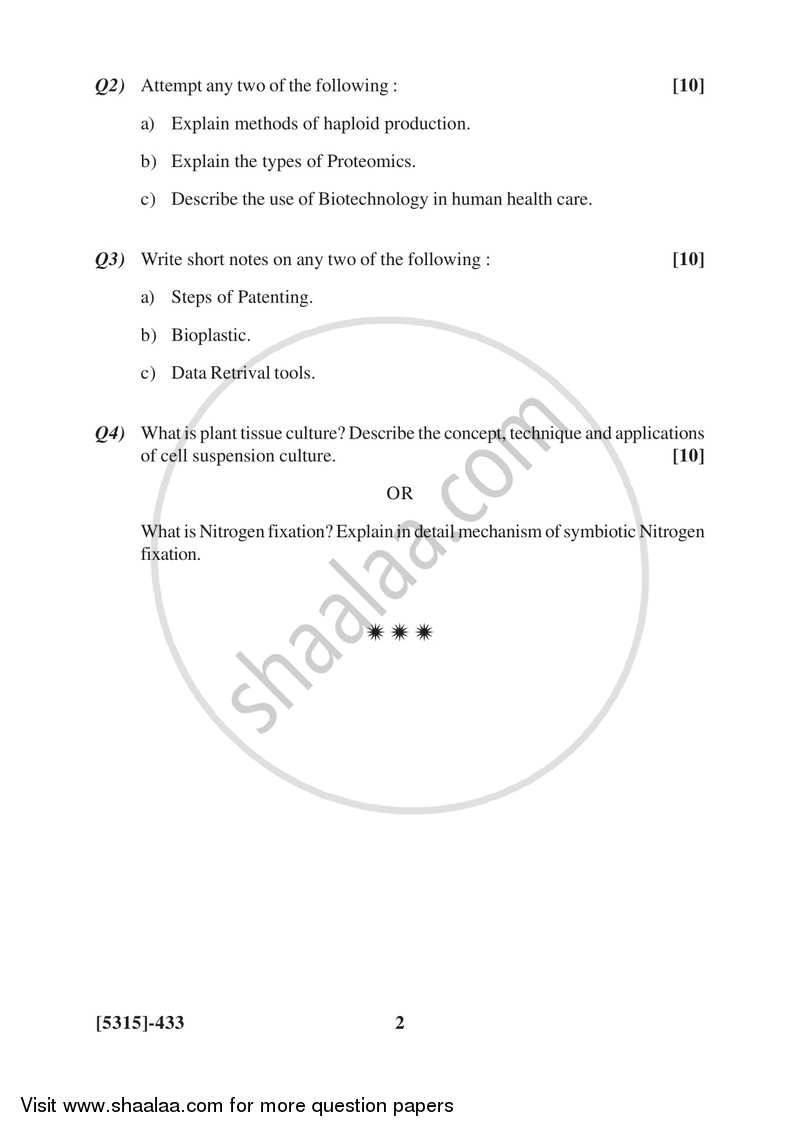 Plant Biotechnology 2017-2018 - B.Sc. - Semester 6 (TYBSc) - University of Pune question paper with PDF download