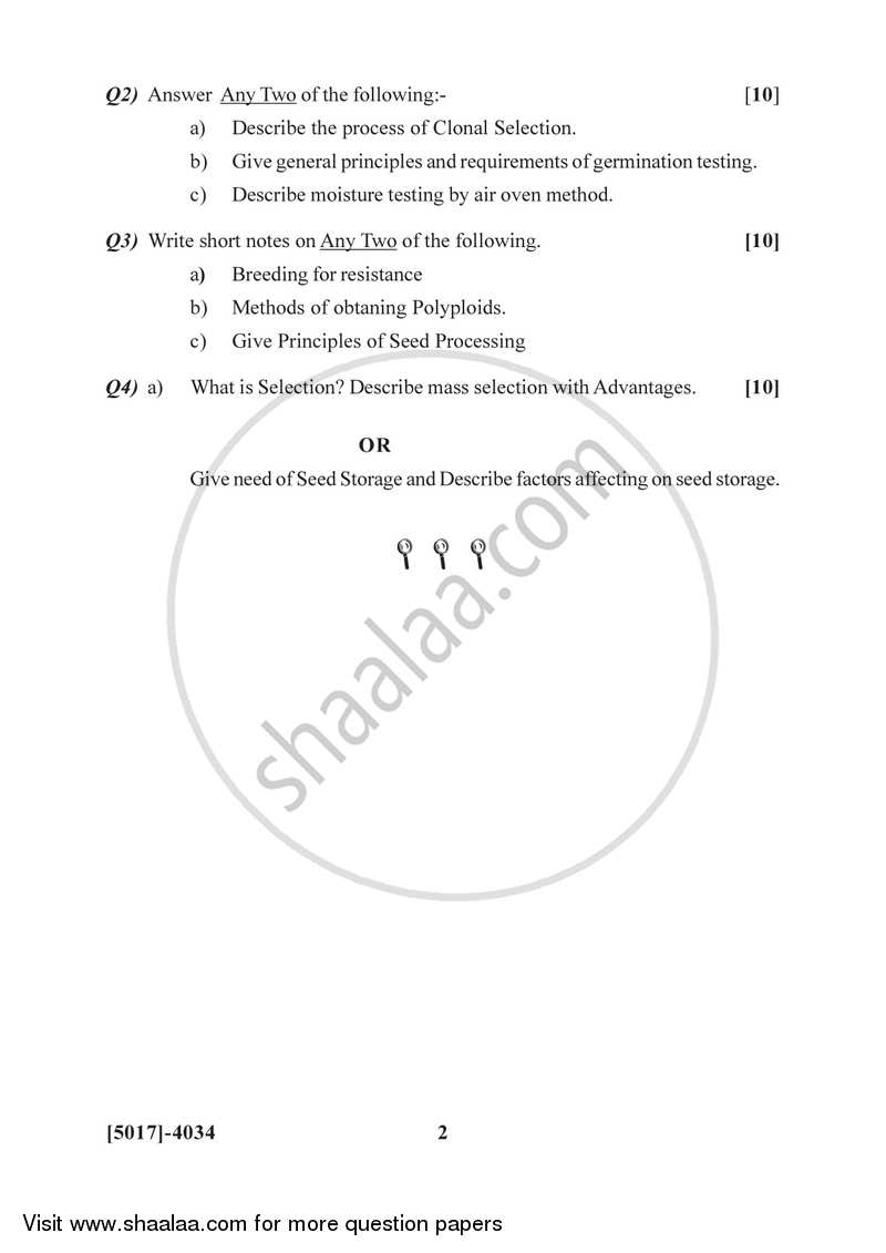 Plant Breeding and Seed Technology 2016-2017 - B.Sc. - Semester 6 (TYBSc) - University of Pune question paper with PDF download
