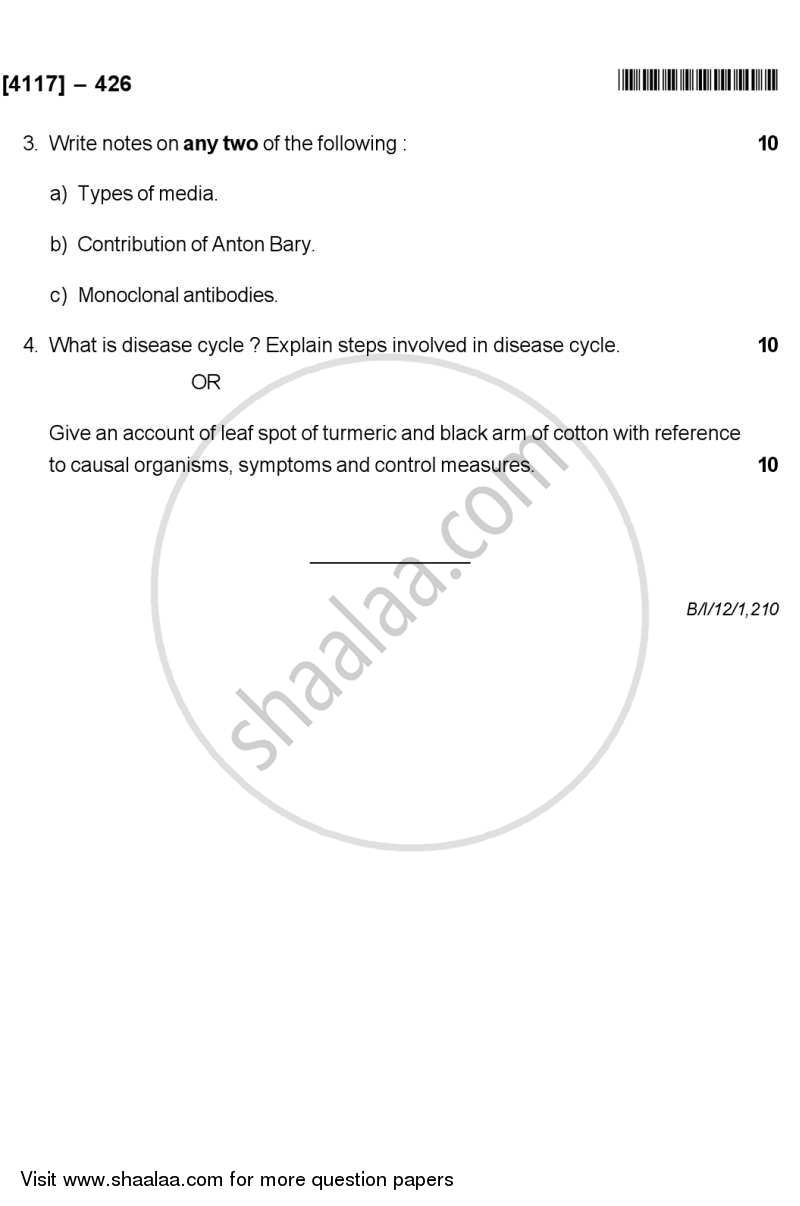 Plant Pathology 2012-2013 - B.Sc. - Semester 6 (TYBSc) - University of Pune question paper with PDF download