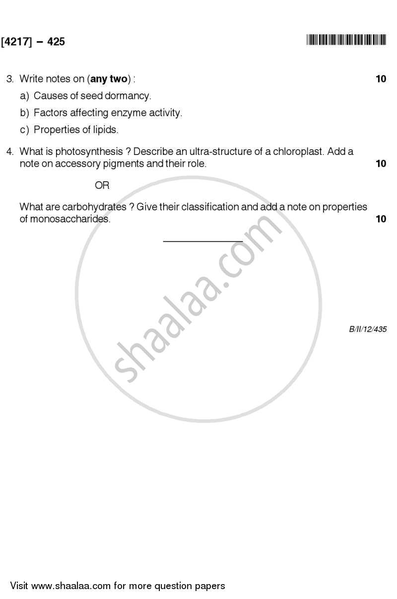 Plant Physiology and Biochemistry 2012-2013 - B.Sc. - Semester 6 (TYBSc) - University of Pune question paper with PDF download