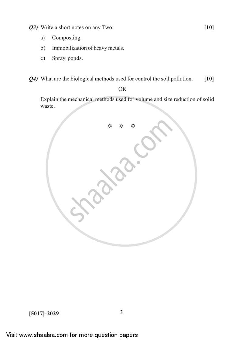 Pollution Control and Environmental Technology 2016-2017 - B.Sc. - Semester 4 (SYBSc) - University of Pune question paper with PDF download