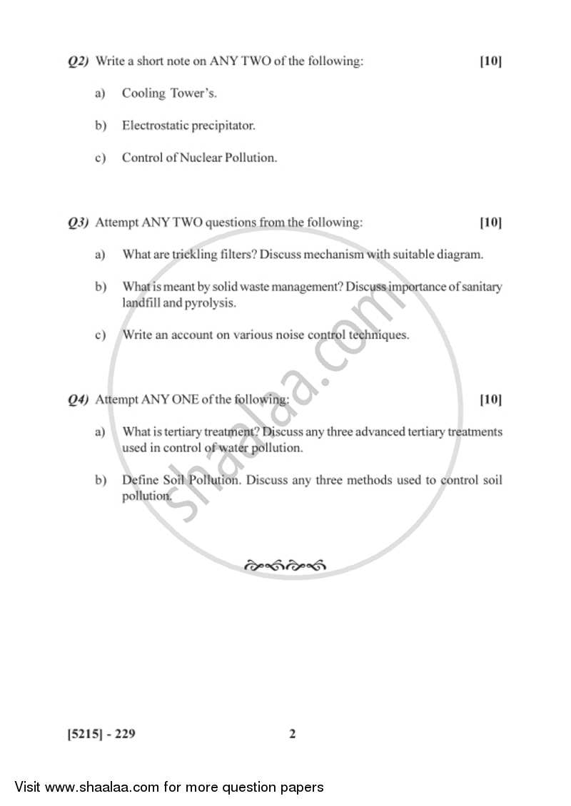 Pollution Control and Environmental Technology 2017-2018 - B.Sc. - Semester 4 (SYBSc) - University of Pune question paper with PDF download