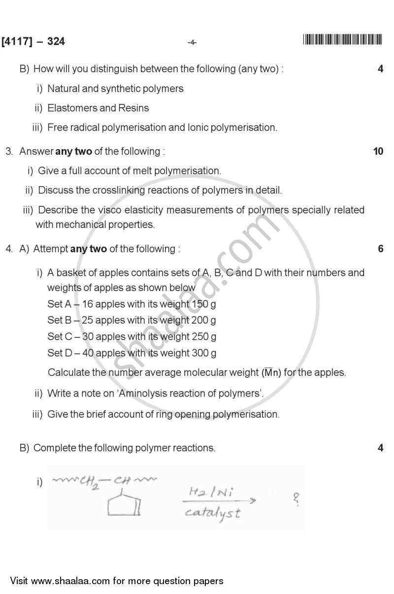 Polymer Chemistry 2012-2013 - B.Sc. - Semester 5 (TYBSc) - University of Pune question paper with PDF download