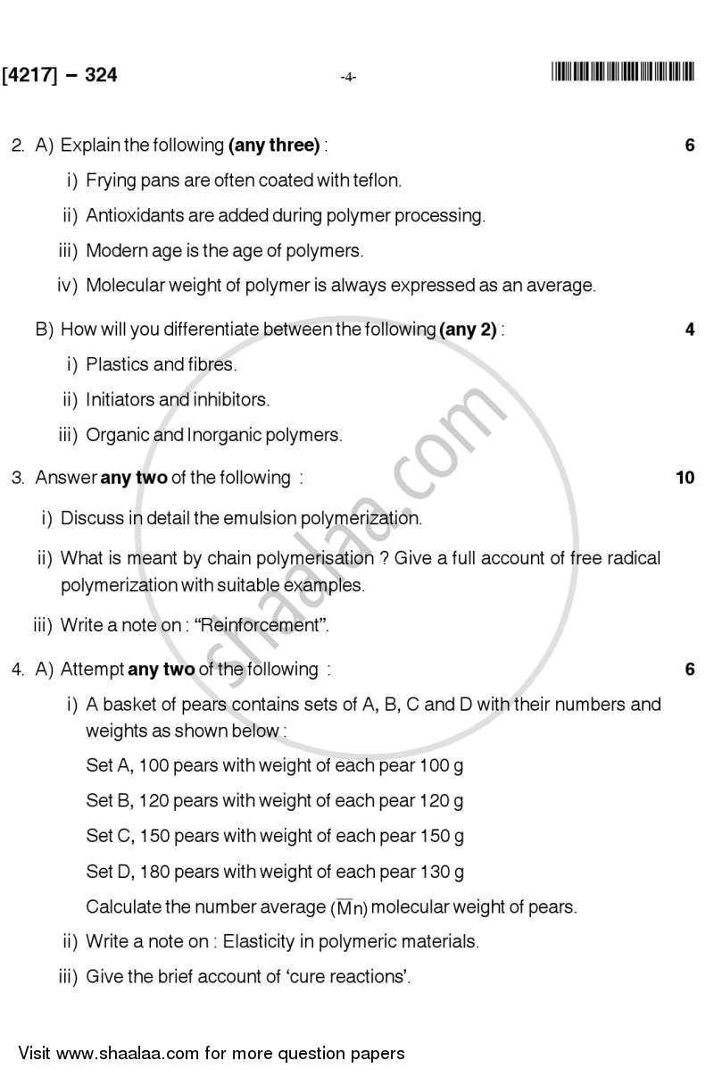 Polymer Chemistry 2012-2013 - B.Sc. - Semester 5 (TYBSc) - University of Pune question paper with PDF download