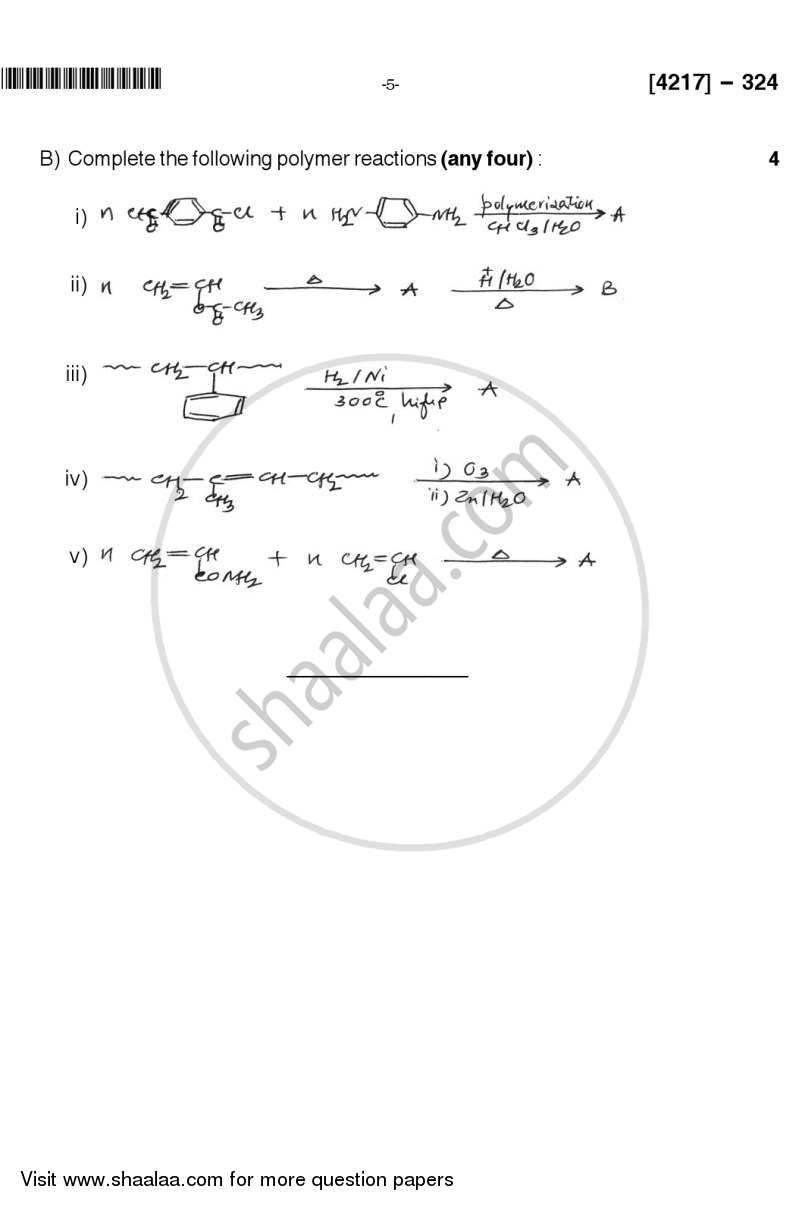 Polymer Chemistry 2012-2013 - B.Sc. - Semester 5 (TYBSc) - University of Pune question paper with PDF download