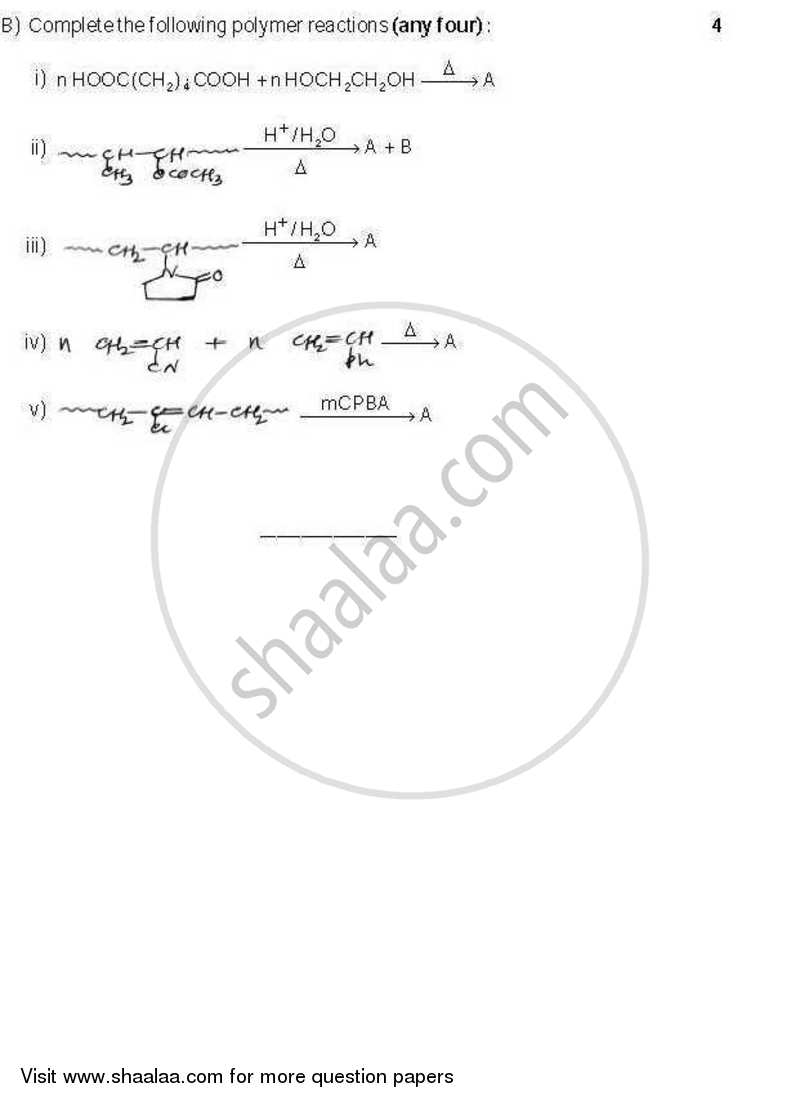 Polymer Chemistry 2013-2014 - B.Sc. - Semester 5 (TYBSc) - University of Pune question paper with PDF download