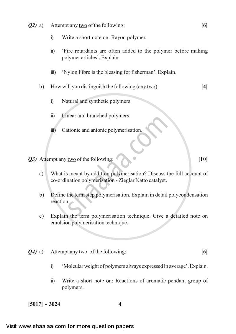 Polymer Chemistry 2016-2017 - B.Sc. - Semester 5 (TYBSc) - University of Pune question paper with PDF download