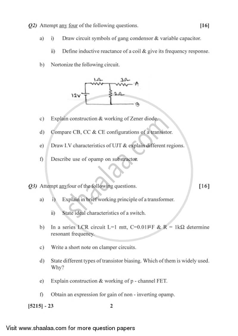 Principles of Analog Electronics 2017-2018 - B.Sc. - Semester 2 (FYBSc) - University of Pune question paper with PDF download