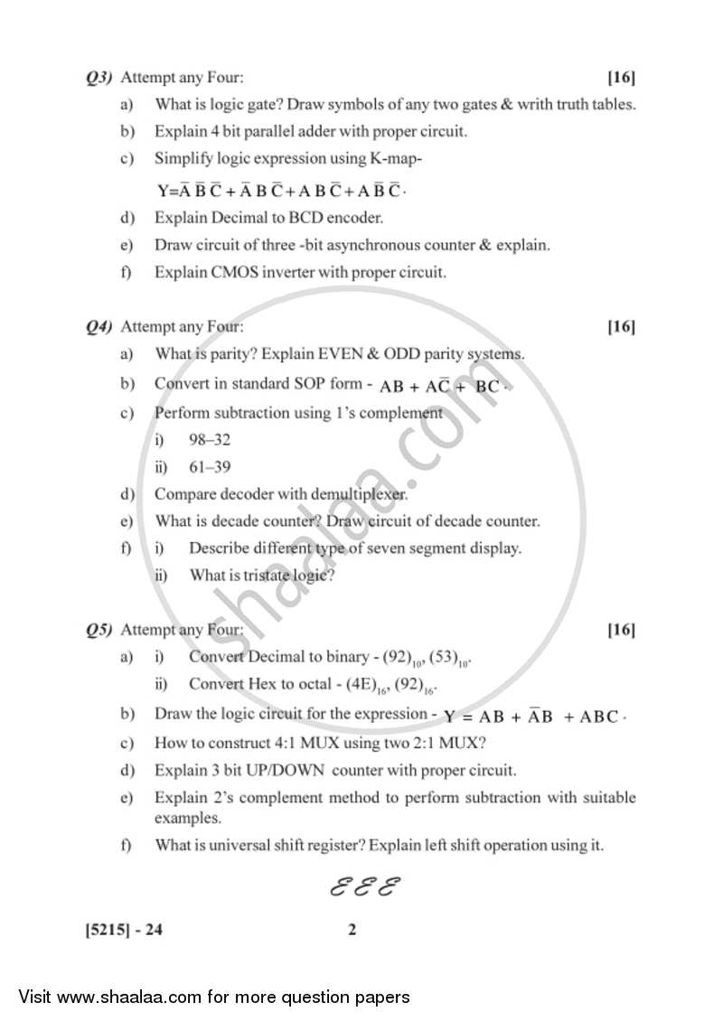 Principles of Digital Electronics 2017-2018 - B.Sc. - Semester 2 (FYBSc) - University of Pune question paper with PDF download