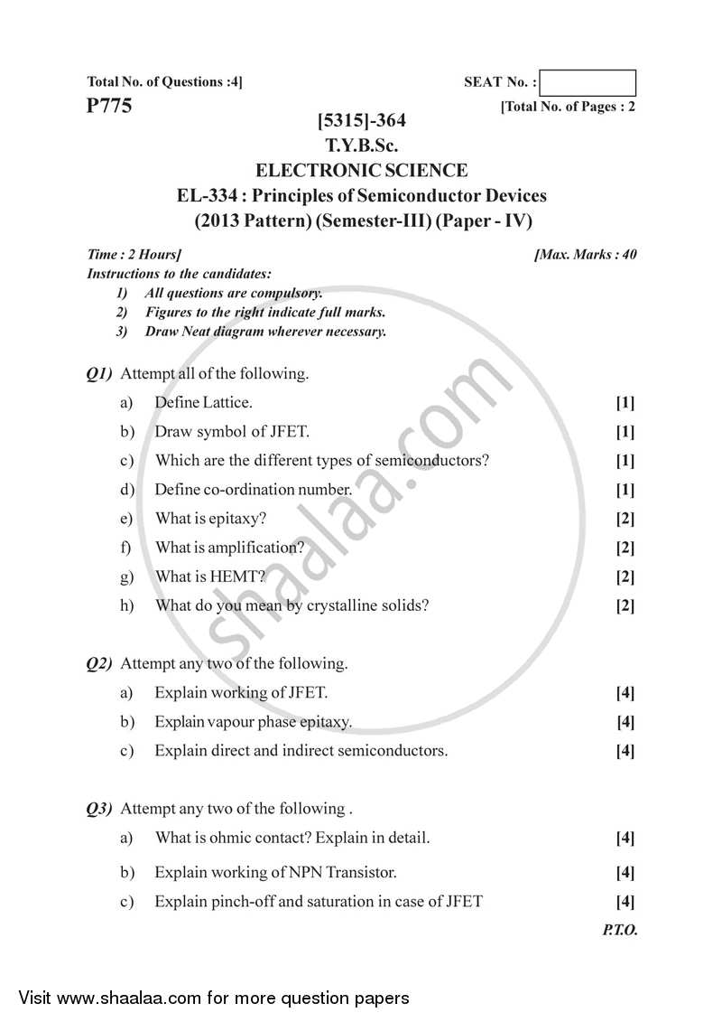 Principles of Semiconductors Devices 2017-2018 - B.Sc. - Semester 5 (TYBSc) - University of Pune question paper with PDF download