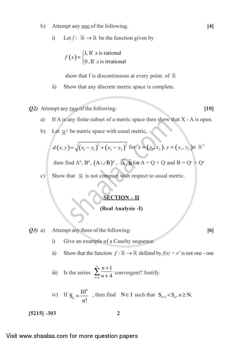 Problem Set 1 2017-2018 - B.Sc. - Semester 5 (TYBSc) - University of Pune question paper with PDF download