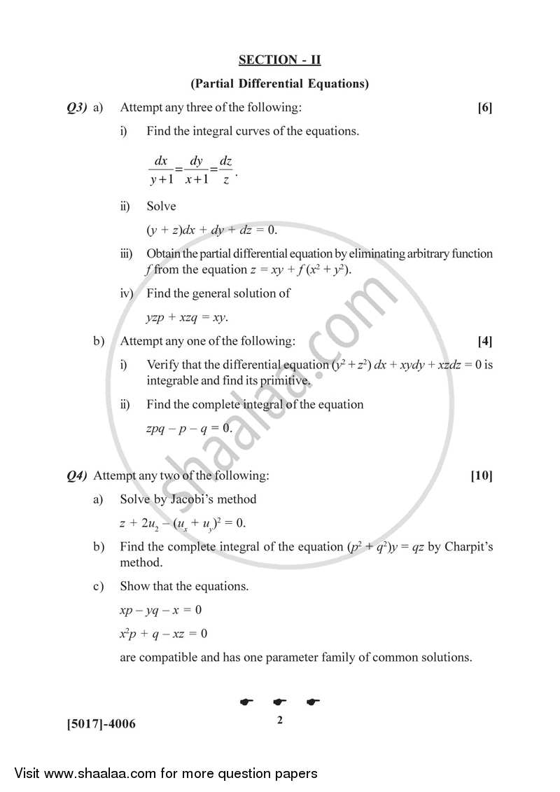 Problem Set 4 2016-2017 - B.Sc. - Semester 6 (TYBSc) - University of Pune question paper with PDF download