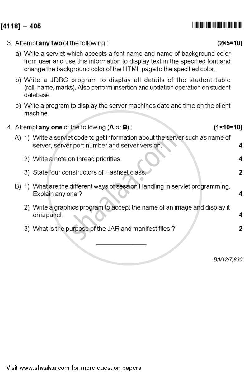 Programming in Java 2 2012-2013 - B.Sc. - Semester 6 (TYBSc) - University of Pune question paper with PDF download