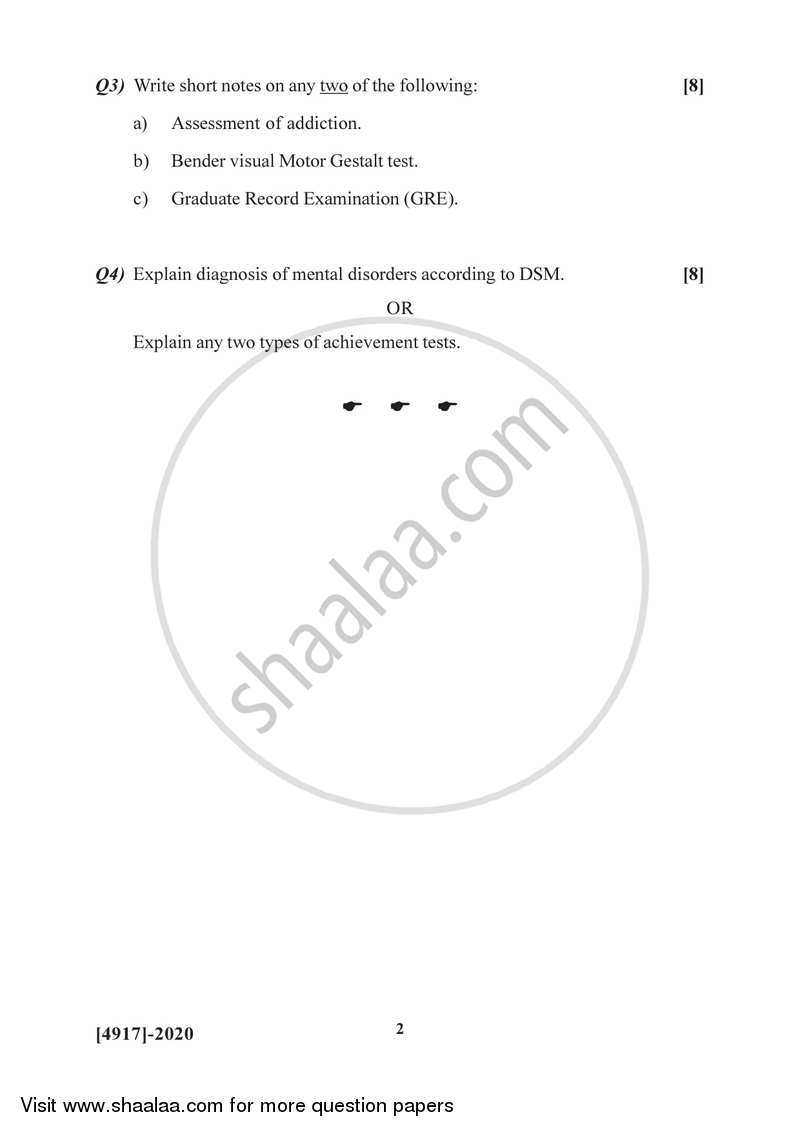 Psychological Testing and Assessment 2015-2016 - B.Sc. - Semester 4 (SYBSc) - University of Pune question paper with PDF download