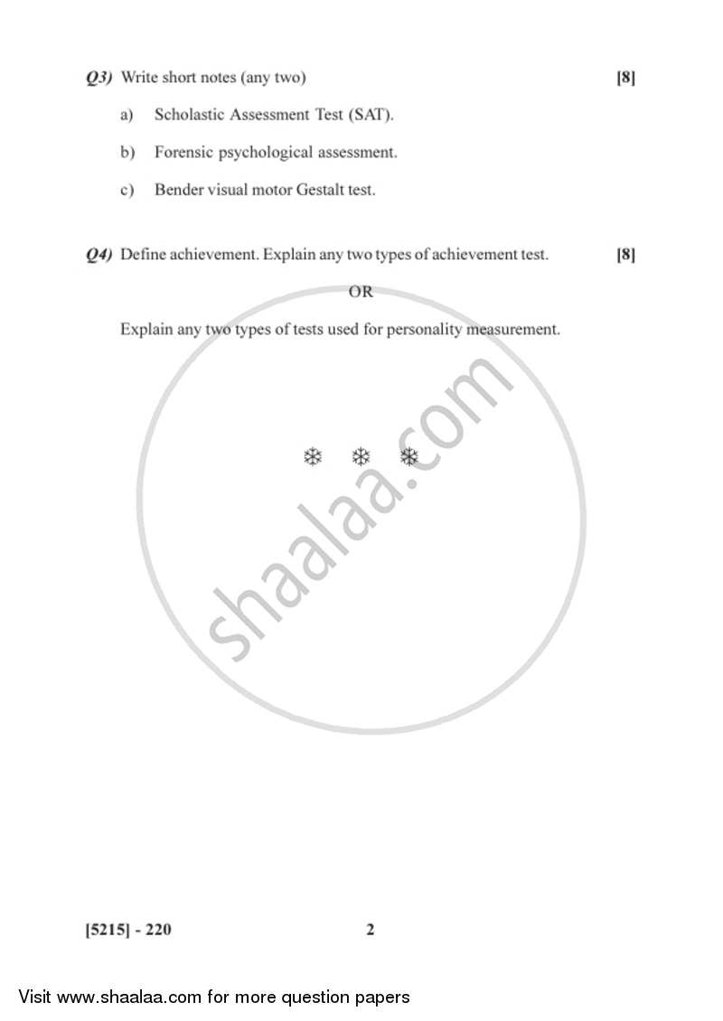 Psychological Testing and Assessment 2017-2018 - B.Sc. - Semester 4 (SYBSc) - University of Pune question paper with PDF download