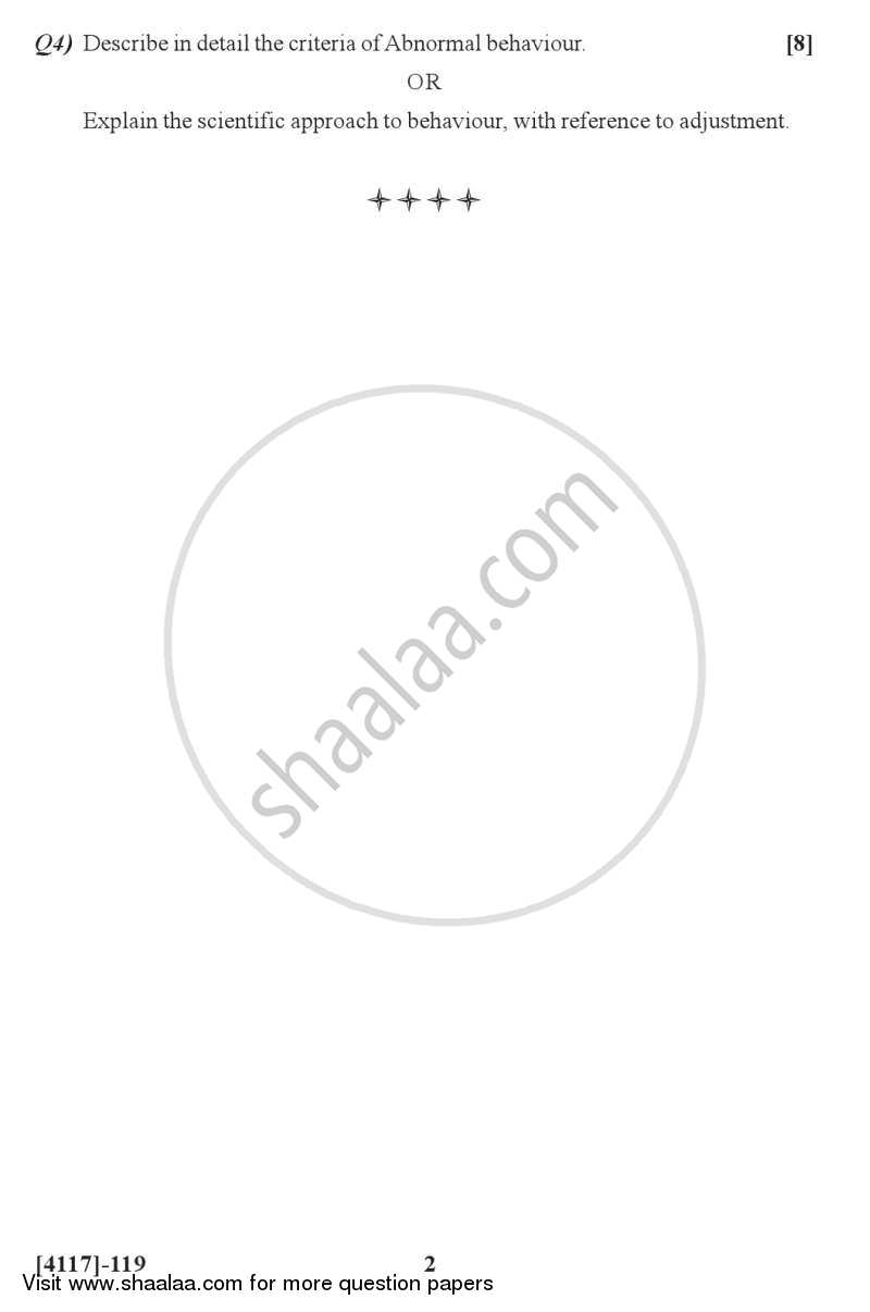 Psychology of Adjustment 2012-2013 - B.Sc. - Semester 3 (SYBSc) - University of Pune question paper with PDF download