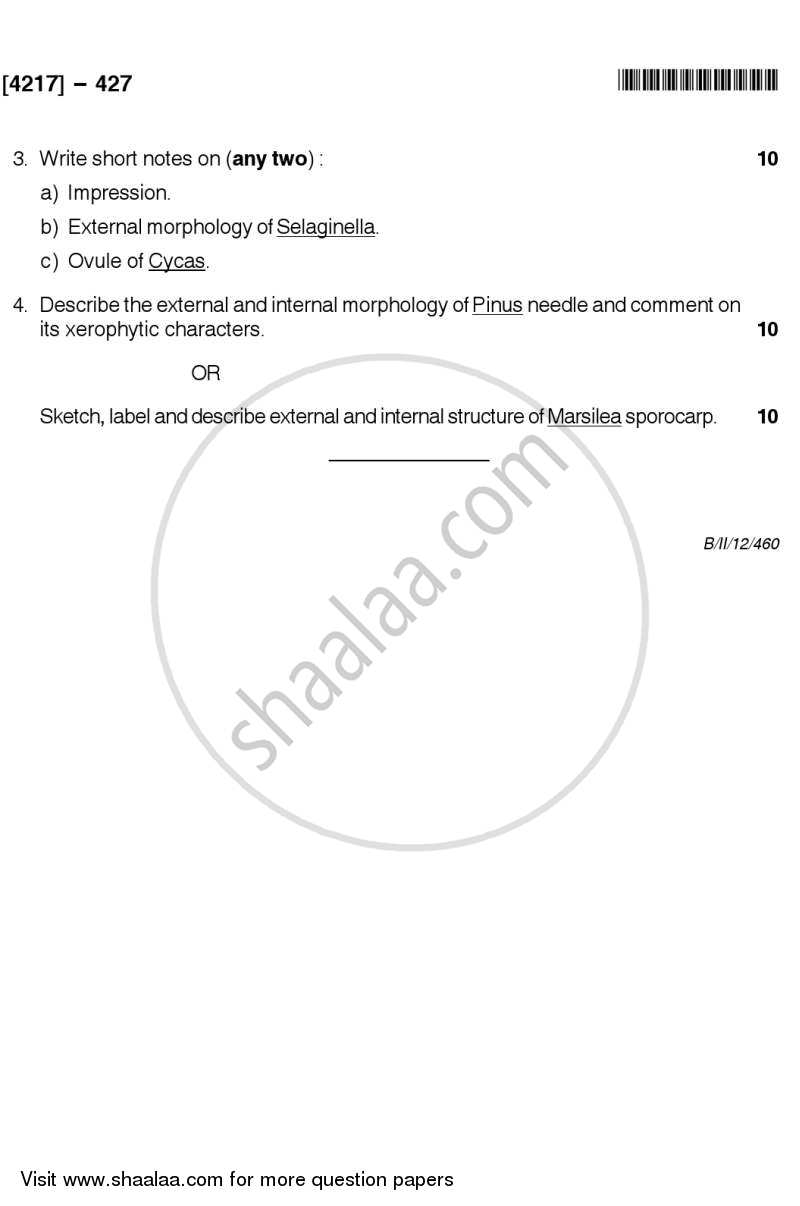 Pteridophytes, Gymnosperms and Palaeobotany 2012-2013 - B.Sc. - Semester 6 (TYBSc) - University of Pune question paper with PDF download