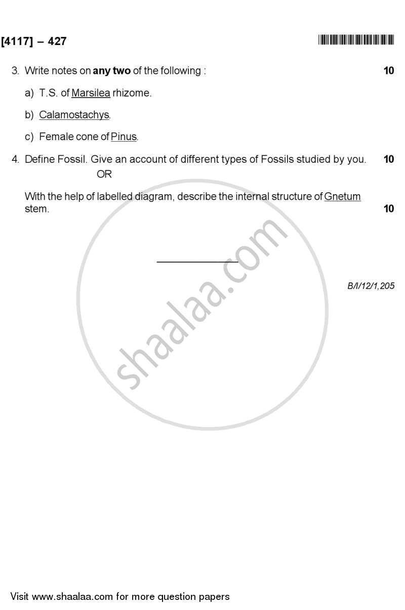 Pteridophytes, Gymnosperms and Palaeobotany 2012-2013 - B.Sc. - Semester 6 (TYBSc) - University of Pune question paper with PDF download