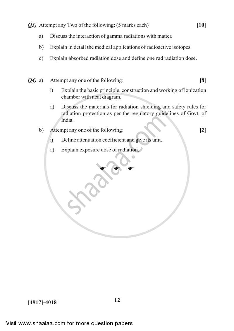 Radiation Physics 2015-2016 - B.Sc. - Semester 6 (TYBSc) - University of Pune question paper with PDF download