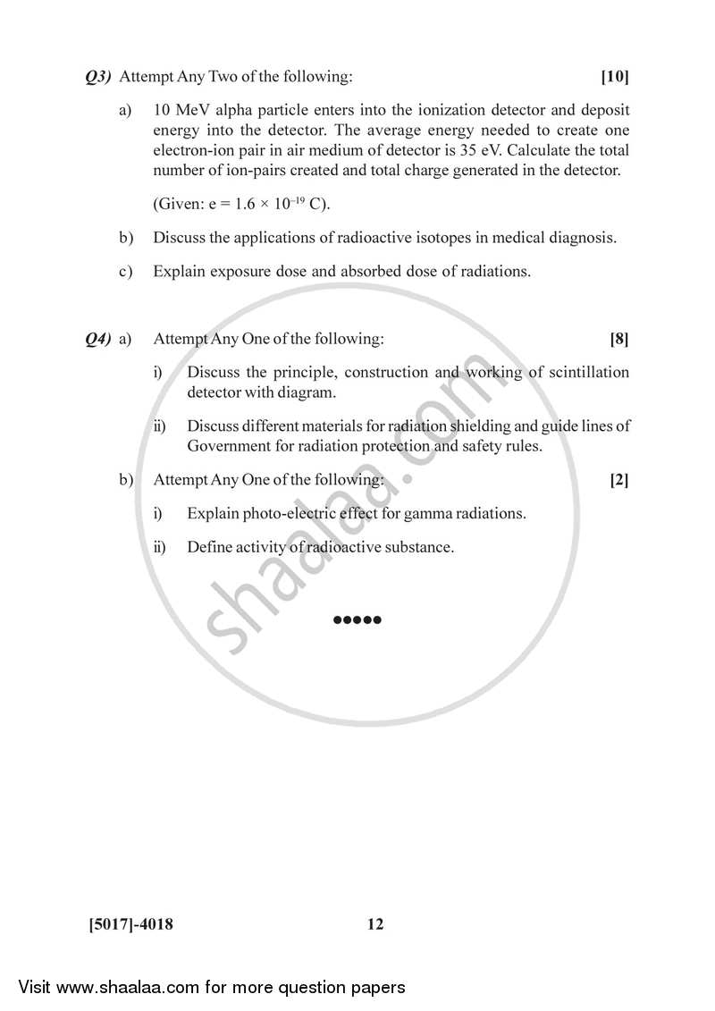 Radiation Physics 2016-2017 - B.Sc. - Semester 6 (TYBSc) - University of Pune question paper with PDF download