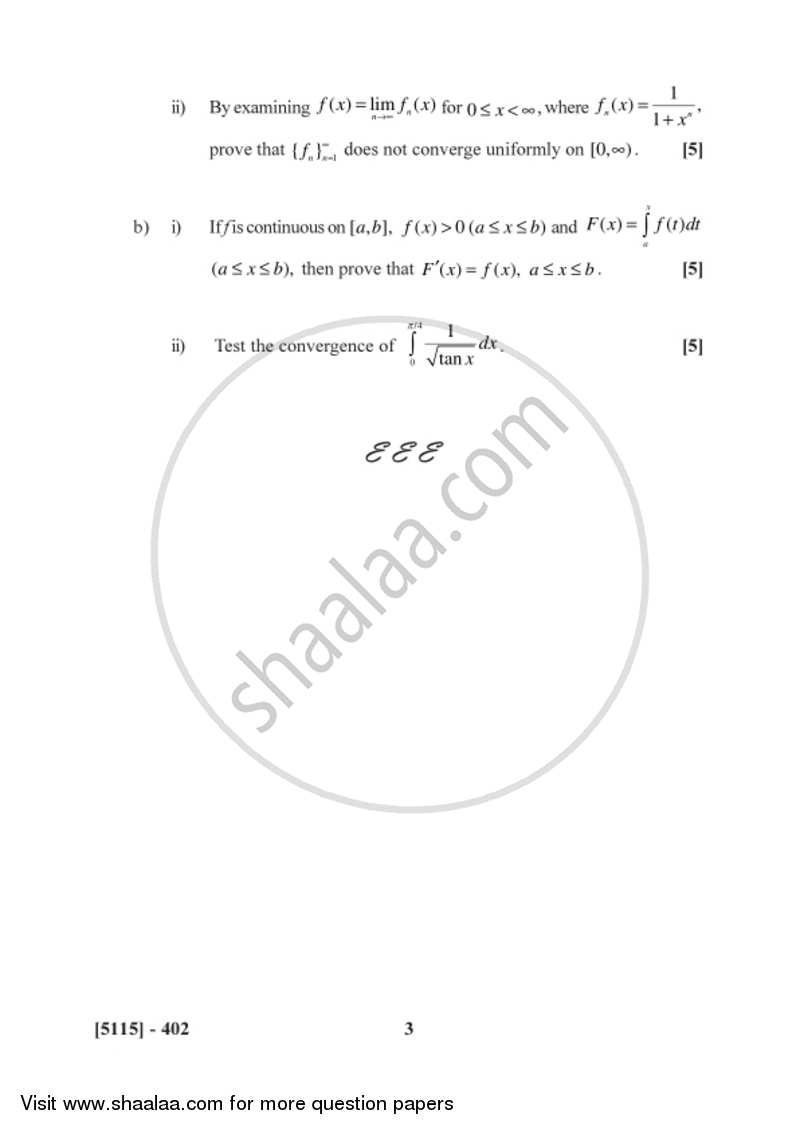 Real Analysis 2 2016-2017 - B.Sc. - Semester 6 (TYBSc) - University of Pune question paper with PDF download