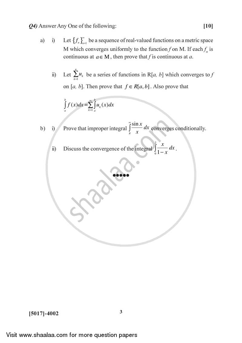 Real Analysis 2 2016-2017 - B.Sc. - Semester 6 (TYBSc) - University of Pune question paper with PDF download