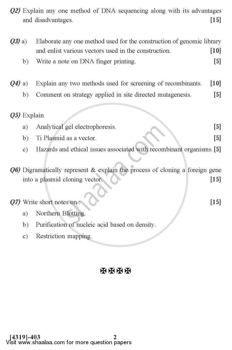 Recombinant DNA Technology 2013-2014 - B.Sc. - Semester 6 (TYBSc) - University of Pune question paper with PDF download