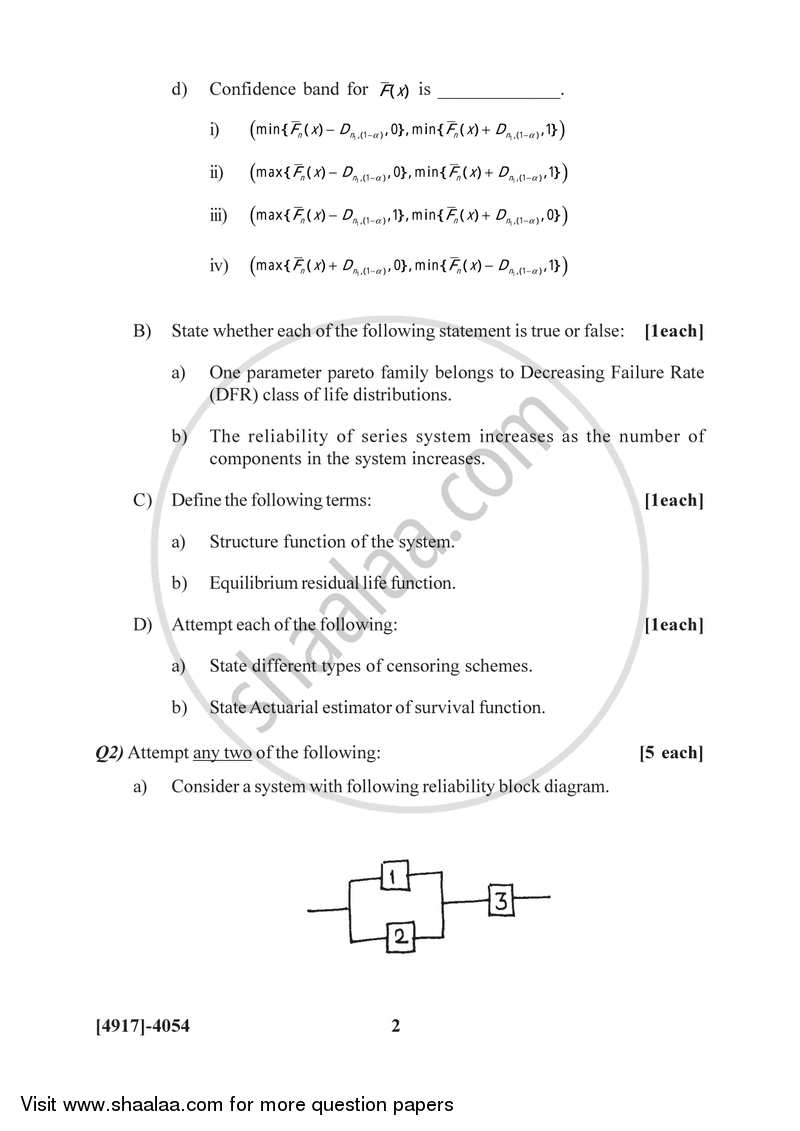 Reliability and Survival Analysis 2015-2016 - B.Sc. - Semester 6 (TYBSc) - University of Pune question paper with PDF download