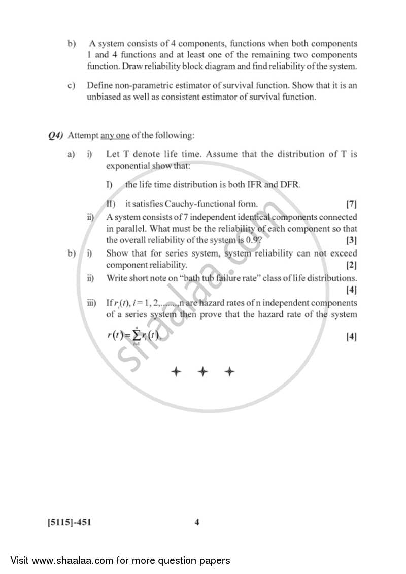 Reliability and Survival Analysis 2016-2017 - B.Sc. - Semester 6 (TYBSc) - University of Pune question paper with PDF download